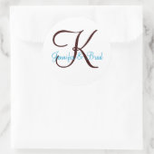 Blue and Brown Wedding Monogram Custom Aufkleber (Tasche)