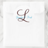Blue and Brown Wedding Monogram Custom Aufkleber (Tasche)