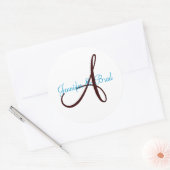 Blue and Brown Wedding Monogram Custom Aufkleber (Umschlag)