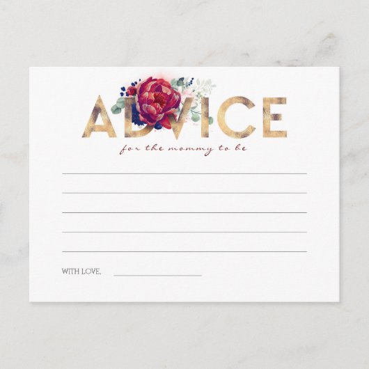 Blue and Burgundy Baby Shower Advisor Cards Postkarte (Vorderseite)