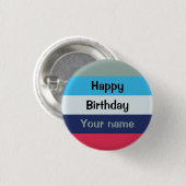 Blue and Burgundy Happy Birthday Button (Vorne & Hinten)