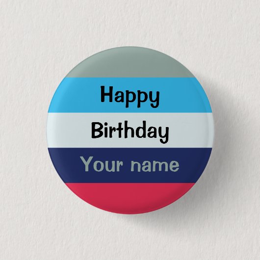 Blue and Burgundy Happy Birthday Button (Vorderseite)
