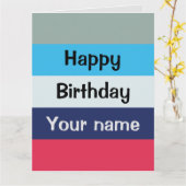 Blue and Burgundy Happy Birthday Card Karte (Gelbe Blume)