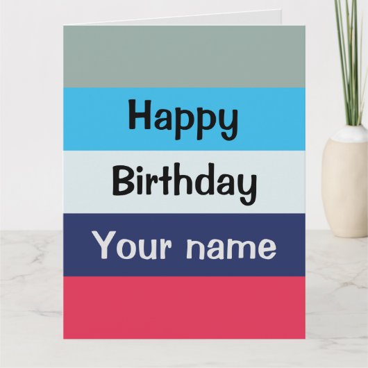 Blue and Burgundy Happy Birthday Card Karte (Vorderseite)