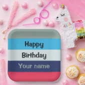 Blue and Burgundy Happy Birthday Pappteller (Party)