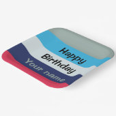 Blue and Burgundy Happy Birthday Pappteller (Gewinkelt)