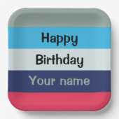 Blue and Burgundy Happy Birthday Pappteller (Vorderseite)