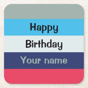 Blue and Burgundy Happy Birthday Rechteckiger Pappuntersetzer