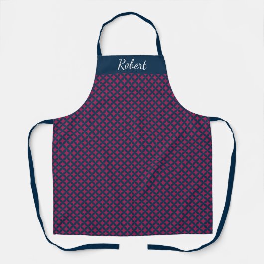 Blue and Burgundy Individuelle Name Schürze (Vorderseite)