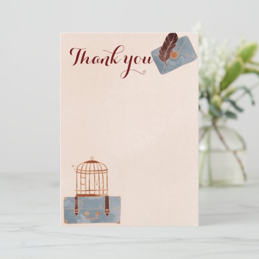 Blue and Burgundy Travel Dankeskarte (Stehend Vorderseite)