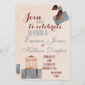 Blue and Burgundy Travel Einladung (Vorne/Hinten)