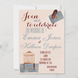 Blue and Burgundy Travel Einladung