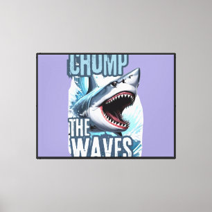 Blue and Charcoal Shark Wave Graffiti Bold Design Leinwanddruck