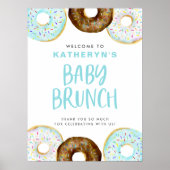 Blue and Chocolate Donuts Baby Brunch Willkommen Poster (Vorne)