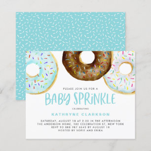 Blue and Chocolate Donuts Baby Sprinkle Einladung