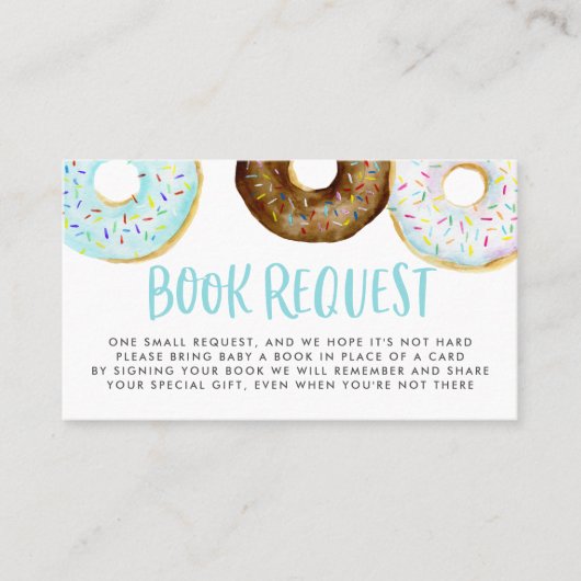 Blue and Chocolate Donuts Book Request Card Visitenkarte (Vorderseite)