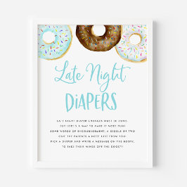 Blue and Chocolate Donuts Spate Spate Night Diaper Poster