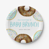 Blue and Chocolate Sprinkle Donuts Baby Brunch Pappteller (Vorderseite)