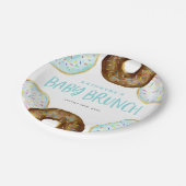 Blue and Chocolate Sprinkle Donuts Baby Brunch Pappteller (Schrägansicht)