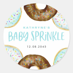 Blue and Chocolate Sprinkle Donuts Baby Sprinkle Runder Aufkleber