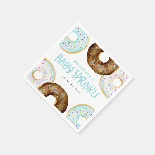 Blue and Chocolate Sprinkle Donuts Baby Sprinkle Serviette (Ecke)