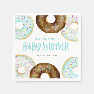 Blue and Chocolate Sprinkle Donuts Babydusche Serviette