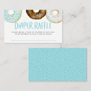 Blue and Chocolate Watercolor Donuts Diaper Raffle Begleitkarte