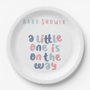 Blue and Coral Baby Dusche Pappteller