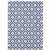 Blue and Coral Diamonds Ikat Pattern Klemmbrett (Rückseite)