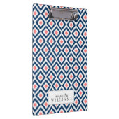 Blue and Coral Diamonds Ikat Pattern Klemmbrett (Rechts)