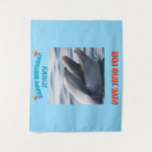 Blue and Coral Dolphin Birthday Splash Wandteppich (Vorderseite)
