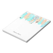 Blue and Coral Feather Dream Catcher Notizblock (Rotiert)