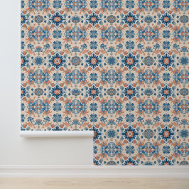 Blue and Coral Floral Medley Tapete