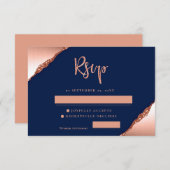 Blue and Coral Glitzer Wedding RSVP CARD Einladung (Vorne/Hinten)