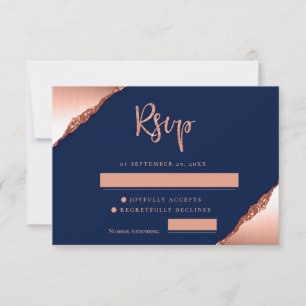 Blue and Coral Glitzer Wedding RSVP CARD Einladung