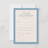 Blue and Cream Classic Elegante Wedding RSVP Karte (Vorderseite)