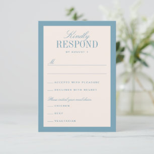 Blue and Cream Classic Elegante Wedding RSVP Karte