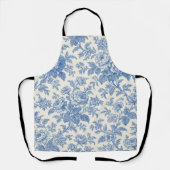 Blue and Cream Floral Toile de Jouy Schürze (Vorderseite)