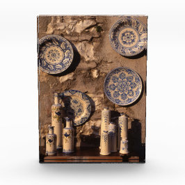 Blue and Cream Pottery Umbria Poster Plaque Fotoblock