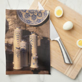 Blue and Cream Pottery Umbria Poster Plaque iPad A Geschirrtuch (Viertel Falte)