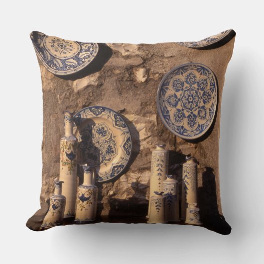 Blue and Cream Pottery Umbria Poster Plaque Kissen (Vorderseite)