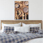 Blue and Cream Pottery Umbria Poster Plaque Leinwanddruck (Insitu (Schlafzimmer))
