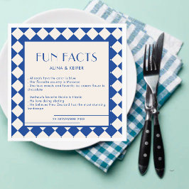 Blue and Cream Retro Bold Fun Facts Wedding Serviette