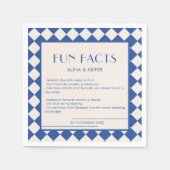 Blue and Cream Retro Bold Fun Facts Wedding Serviette (Vorderseite)