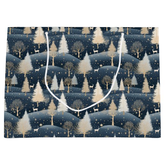 Blue and Cream Snowy Fields Große Geschenktüte (Vorderseite)