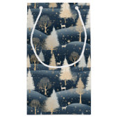 Blue and Cream Snowy Fields Kleine Geschenktüte (Rückseite)