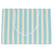 Blue and Cream Strift Geschenktasche Große Geschenktüte (Vorderseite)