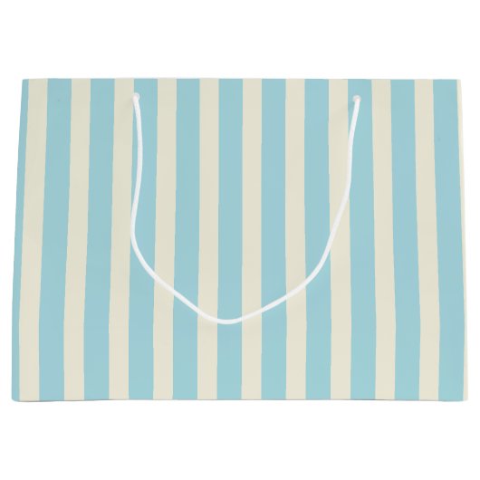 Blue and Cream Strift Geschenktasche Große Geschenktüte (Vorderseite)