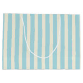 Blue and Cream Strift Geschenktasche Große Geschenktüte (Rückseite)
