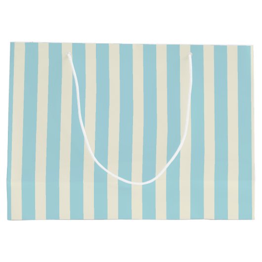 Blue and Cream Strift Geschenktasche Große Geschenktüte (Rückseite)